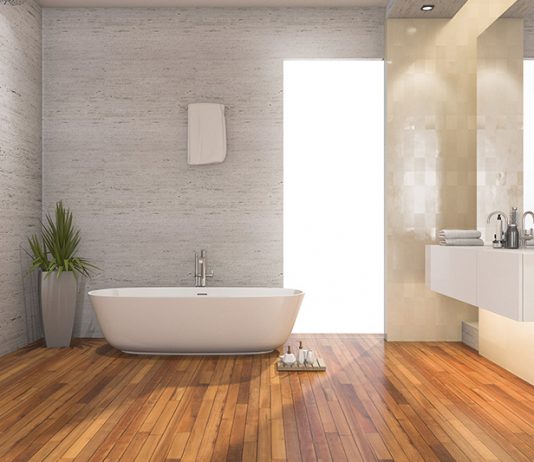 Holz im Badezimmer: Tolle Akzente und hoher Wohlfühlfaktor Nie wieder kalte Füße: Eine Holzdiele im Badezimmer.