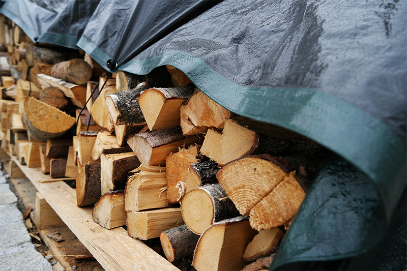 Gelagertes Brennholz zur Trocknung