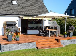 Ampelschirme bieten im Vergleich mehr Platz unterhalb vom Sonnenschirm.