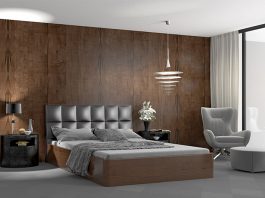 Eine Wandverkleidung aus Echtholz sorgt für ein gesundes Raumklima.