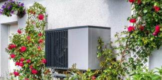 Wärmepumpe vor Hauswand