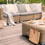 Gartenmöbel aus Rattan mit Kissen und Sitzpolster